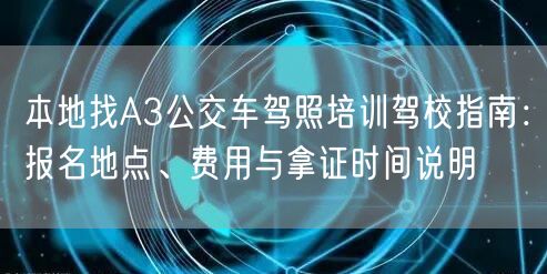 本地找A3公交车驾照培训驾校指南：报名地点、费用与拿证时间说明