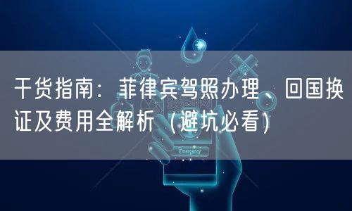 干货指南：菲律宾驾照办理、回国换证及费用全解析（避坑必看）