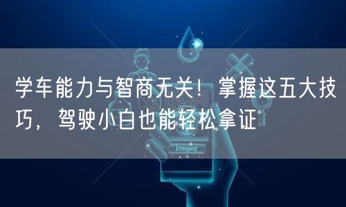 学车能力与智商无关!掌握这五大技巧,驾驶小白也能轻松拿证