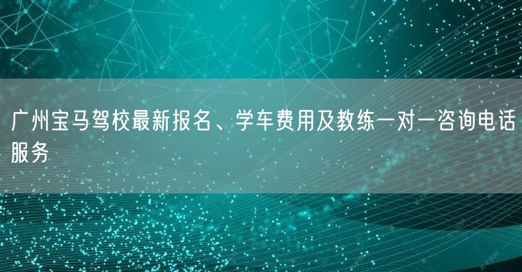 广州宝马驾校最新报名、学车费用及教练一对一咨询电话服务