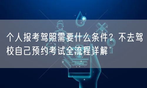 个人报考驾照需要什么条件？不去驾校自己预约考试全流程详解