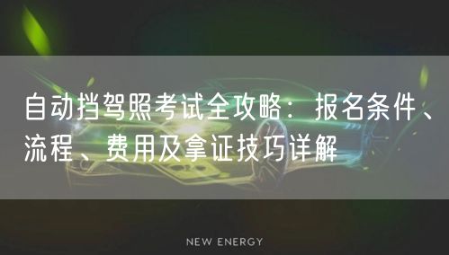 自动挡驾照考试全攻略：报名条件、流程、费用及拿证技巧详解