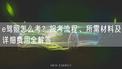 e驾照怎么考？报考流程、所需材料及详细费用全解答