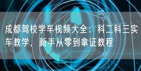 成都驾校学车视频大全：科二科三实车教学，新手从零到拿证教程