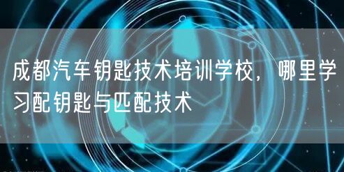 成都汽车钥匙技术培训学校，哪里学习配钥匙与匹配技术