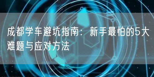 成都学车避坑指南：新手最怕的5大难题与应对方法