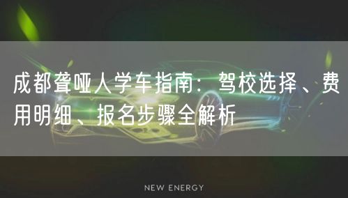 成都聋哑人学车指南：驾校选择、费用明细、报名步骤全解析