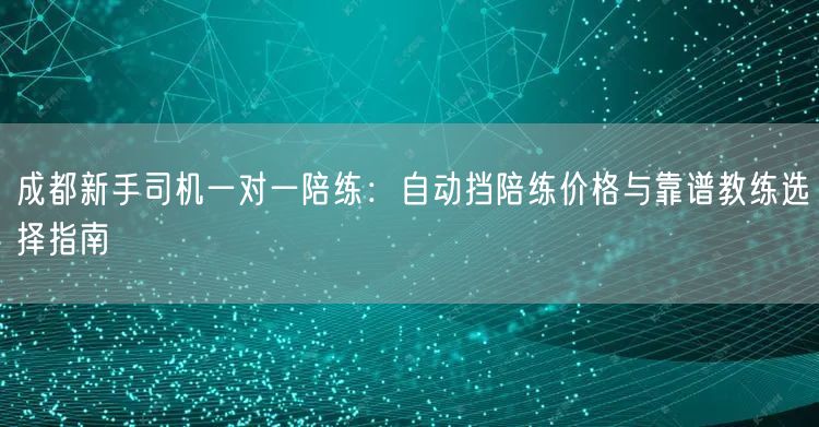 成都新手司机一对一陪练：自动挡陪练价格与靠谱教练选择指南
