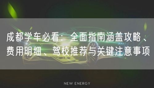 成都学车必看：全面指南涵盖攻略、费用明细、驾校推荐与关键注意事项