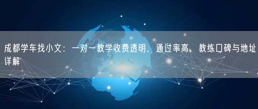成都学车找小文：一对一教学收费透明，通过率高，教练口碑与地址详解