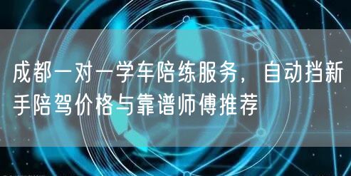 成都一对一学车陪练服务，自动挡新手陪驾价格与靠谱师傅推荐