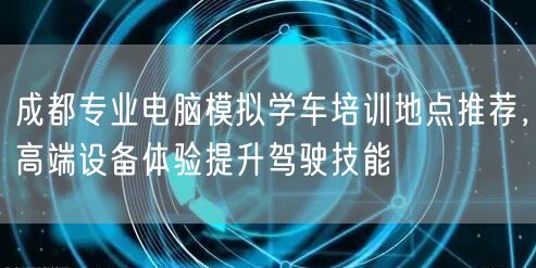 成都专业电脑模拟学车培训地点推荐，高端设备体验提升驾驶技能