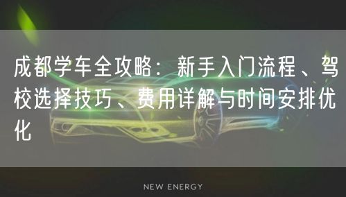 成都学车全攻略：新手入门流程、驾校选择技巧、费用详解与时间安排优化