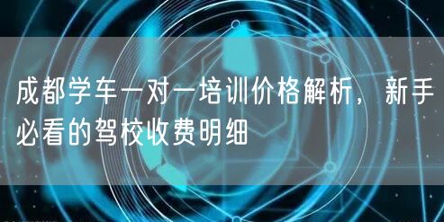 成都学车一对一培训价格解析，新手必看的驾校收费明细